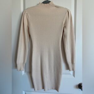 Amazon Beige Long Sleeve Ribbed Dress